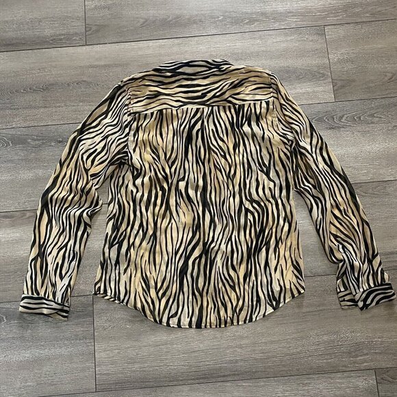 Guess Long Sleeve Shirt Size XS Blouse Semi Sheer Madyson Printed - Picture 2 of 6